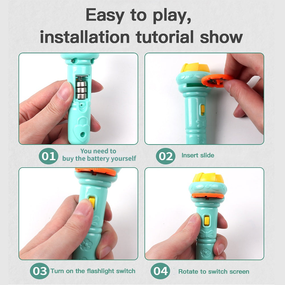 Magical Projection Flashlight: Fun and Creative Toy with Cute Cartoon Designs